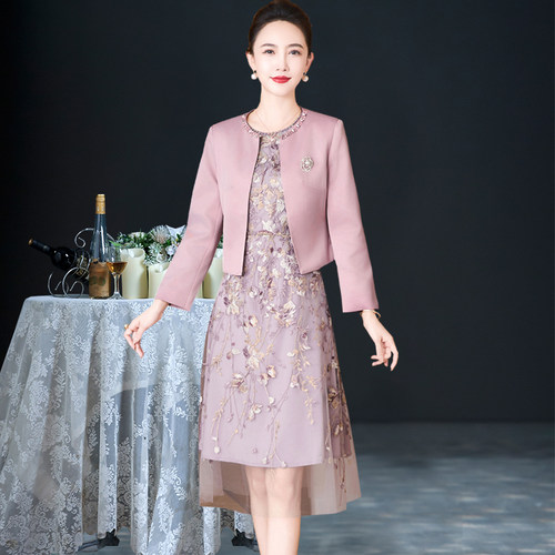 结婚妈妈礼服平时可穿A字连衣裙