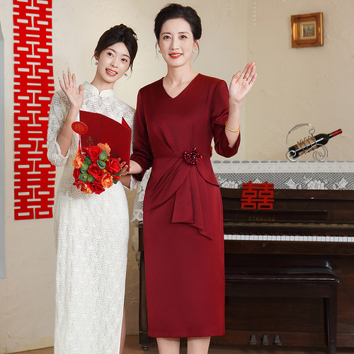 高级感婚礼妈妈礼服喜婆婆裙子春