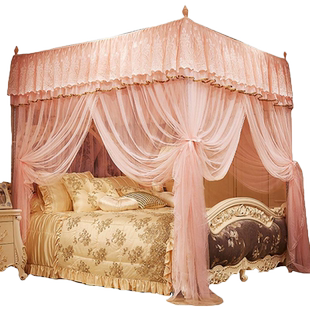 蚊帐家用2024新款卧室高级公主风免安装折叠支架杆加粗加厚三开门