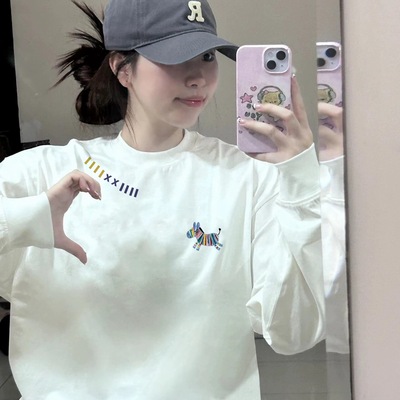 重磅纯棉高级感白色长袖t恤女