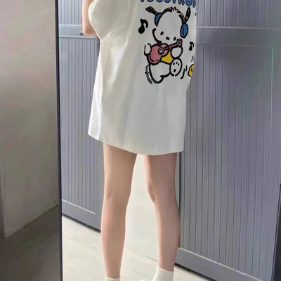 100%纯棉白色短袖t恤女夏