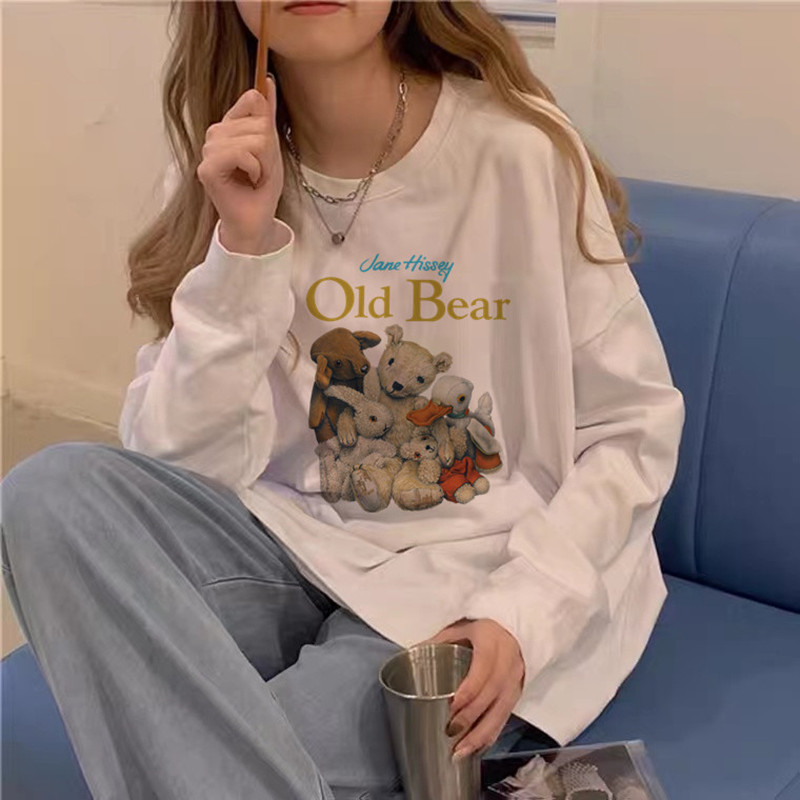 长袖印花t恤宽松学生打底衫大码上衣服春秋季女装秋装2025新款潮