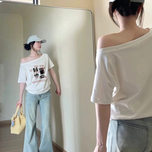 夏日ootd千禧辣妹印花T恤女