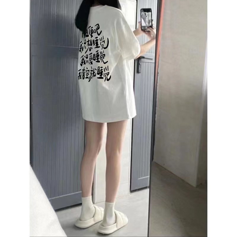 白色t恤女oversize大码夏季百搭纯棉上衣ins潮美式宽松情侣装短袖