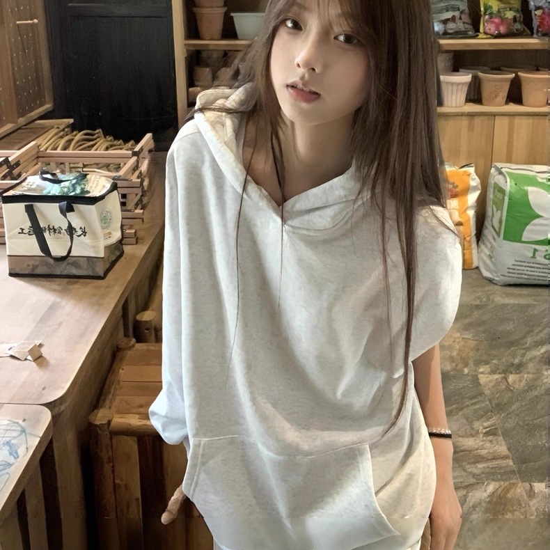 美式慵懒风连帽卫衣女春秋薄款