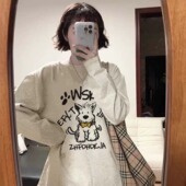 上衣 宽松慵懒风小众设计感打底衫 重磅纯棉长袖 t恤女春秋2025新款