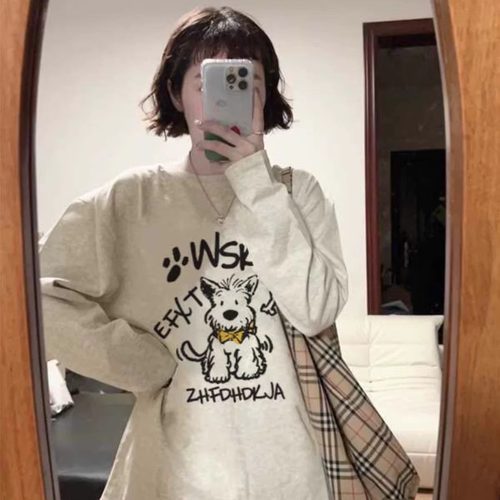 重磅纯棉长袖t恤女春秋2024新款