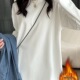 T恤上衣女长袖 白色德绒打底衫 女秋冬卫衣内搭宽松遮屁股中长款 潮
