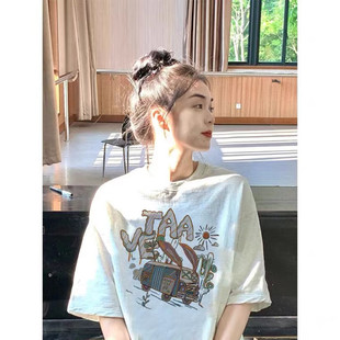 t恤女春秋新款 白色短袖 设计感小众甜美韩系精致绝美港味chic上衣