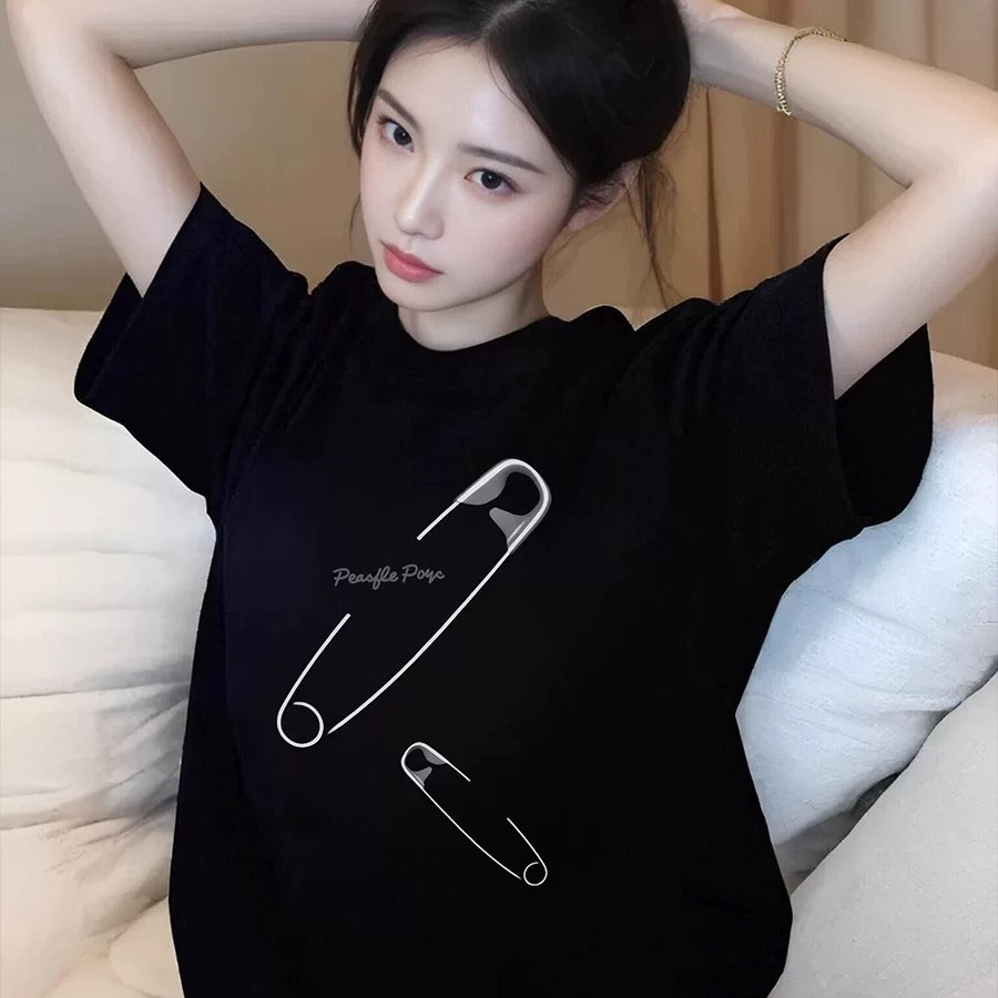 纯棉黑色短袖T恤女2025新款