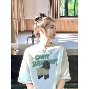 白色短袖t恤女春秋新款法式奶系温柔纯棉小众别致独特上衣超好看