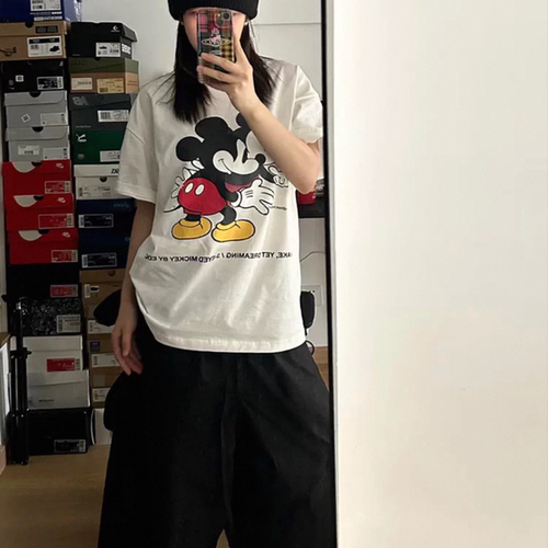 美式复古白色短袖T恤女夏季