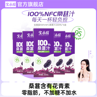 宝桑园100%NFC桑葚汁200ml*6盒无添加纯果汁农科院健康饮料