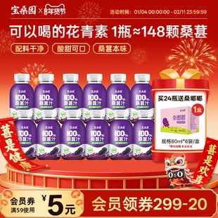 宝桑园100%桑葚汁298ml nfc果汁桑果汁饮料农科院纯果蔬汁饮品