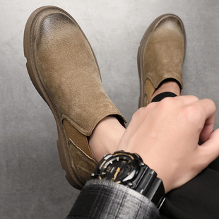 切尔西靴男秋季透气中帮真皮短靴子英伦风高帮工装潮流百搭马丁靴