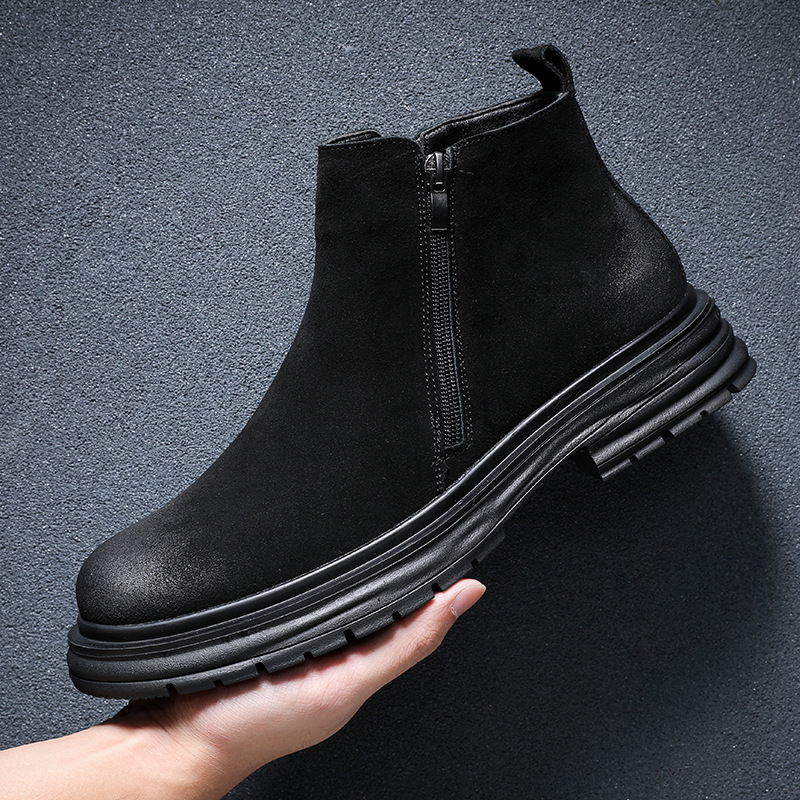 马丁靴男2023秋季新款男鞋高帮复古皮靴子男英伦中帮短靴工装靴男