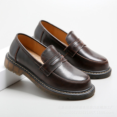 新款 美足动力复古小皮鞋女2025夏季薄款日系平底圆头jk制服女鞋