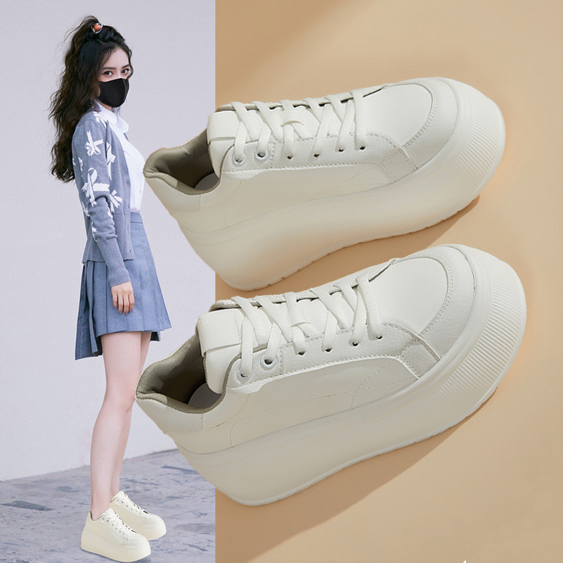 厚底女鞋小白鞋2025春季新款松糕小个子休闲运动百搭板鞋女