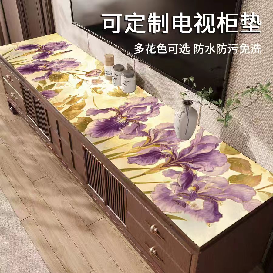 轻奢大花耐磨防水免洗电视柜桌垫