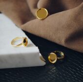 DSz 金色银色可镶嵌底座戒指保色精工抛光diy拆包手工饰品配件