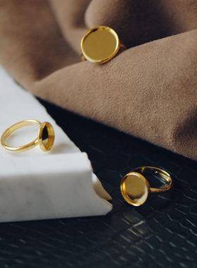 【DSz】金色银色可镶嵌底座戒指保色精工抛光diy拆包手工饰品配件