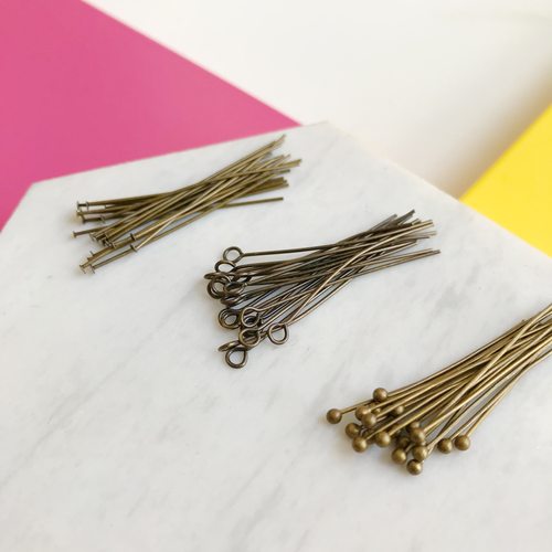【DSz】古铜色铜质圆头T针丸针9针20枚手工饰品基础配件diy材料