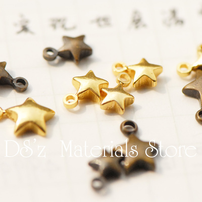 【DSz材料店】古铜 真金电镀 纯铜立体五角星 diy手工饰品配件K8