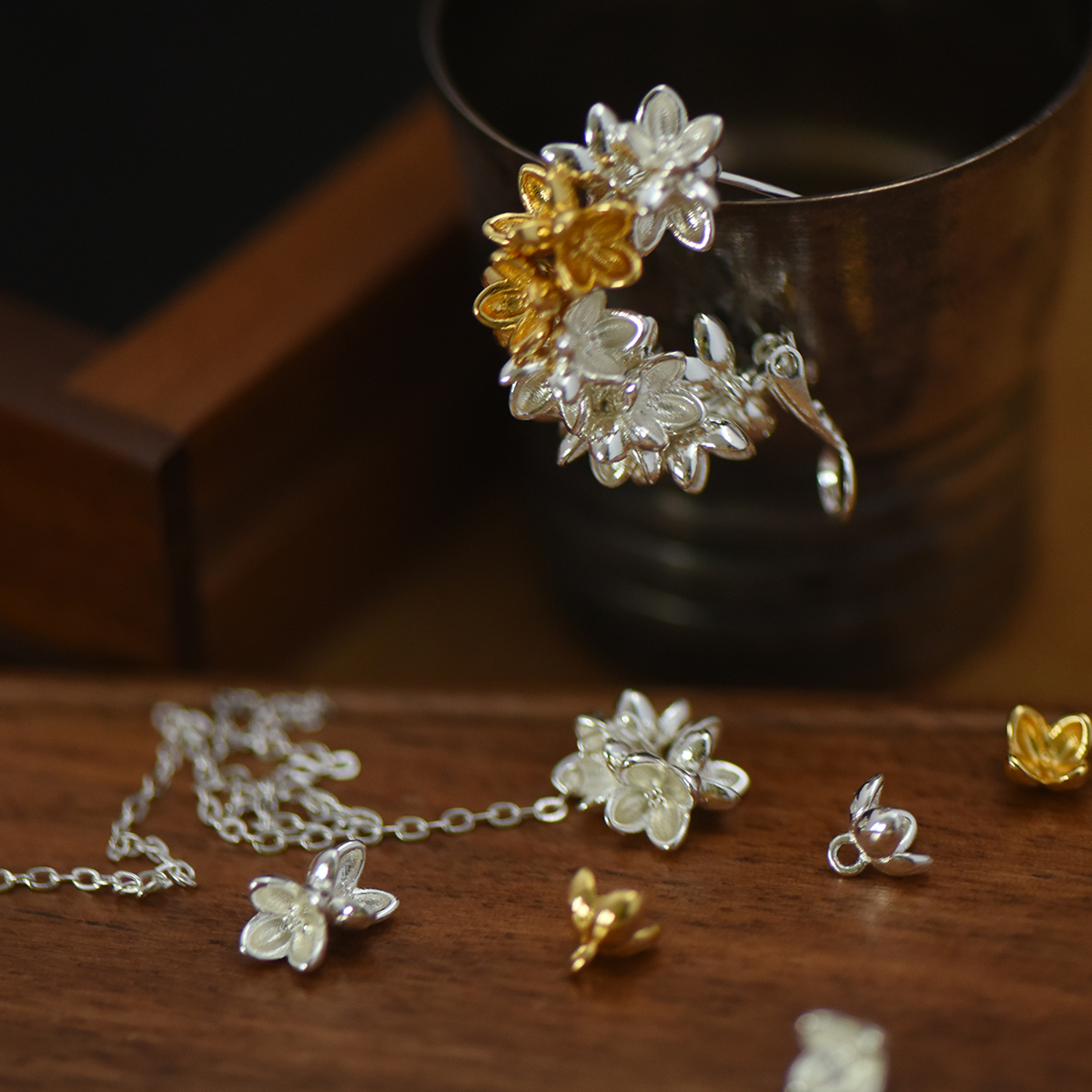 【DSz】铜铸保色木樨花桂花金桂银桂可堆叠挂件吊坠diy手工饰品