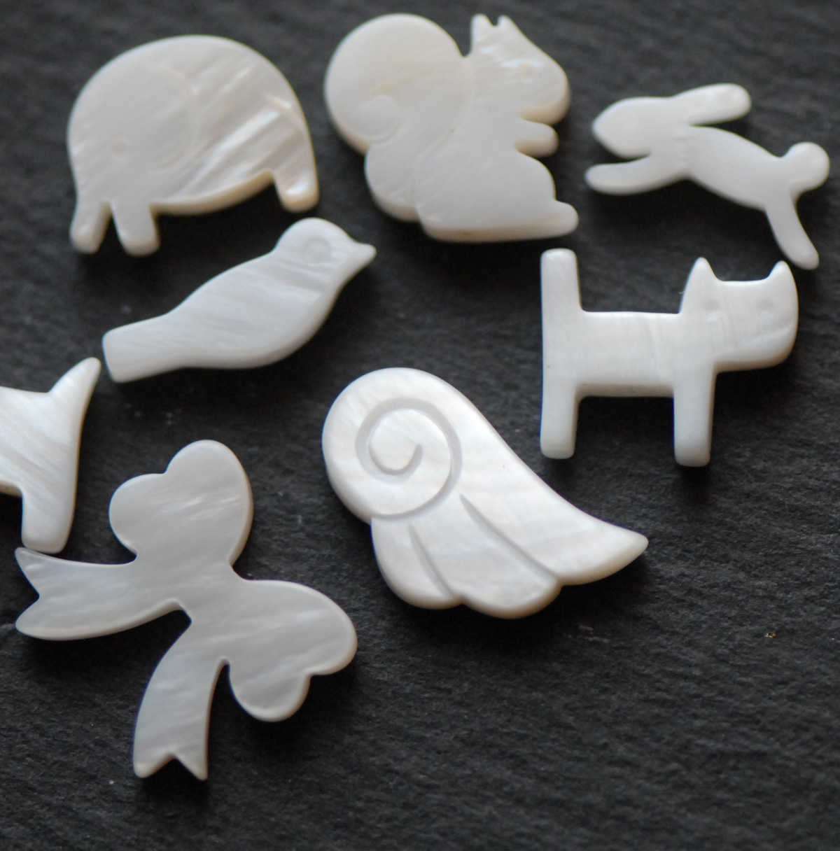 diy天然小猫咪翅膀兔子贝壳