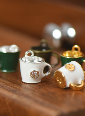 【DSz】下午茶系列马克杯咖啡杯挂件黄铜金银电镀彩釉diy手工饰品