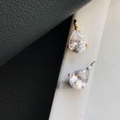 diy饰品配件 厚金厚银小钻挂件 DSz 梨形水滴锆石爪镶小吊坠