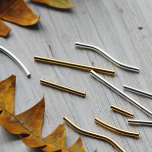 【DSz】厚金厚银电镀铜质圆直管弯管间隔耳环项链diy手工饰品配件