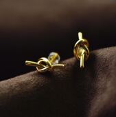 S925银针简单打结耳钉celi风格 DSz 耳环多用途可作配件或成品