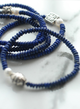 【包邮】老坑青金石配做旧算盘珠