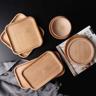 木质托盘日式茶盘榉木小清新家用商用点心蛋糕圆形长方形椭圆盘子