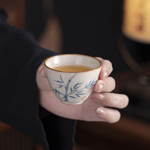瓷中三昧釉下手绘陶瓷茶杯品茗杯古风文人雅致功夫茶具主人杯单杯