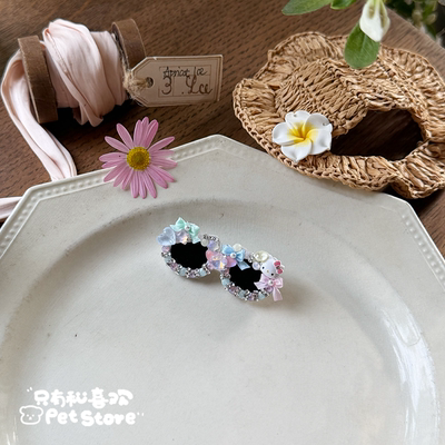 宠物发夹墨镜k9迷你碎发bb夹水钻蝴蝶结发卡