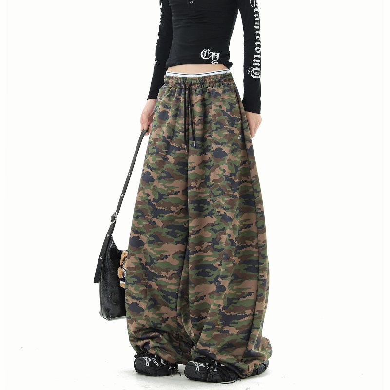 GTLA线上商店GATL韩版博主穿搭迷彩休闲裤长裤阔腿慵懒风运动卫裤