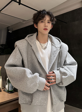 4Tra余庆伟的黑店油腻客GTLA韩版时尚博主穿搭重磅连帽卫衣