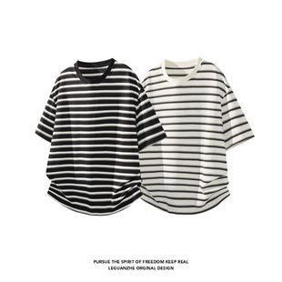 STUDIOS 线上商店潮牌百搭新款 个性 条纹短袖 BLUE 大码 T恤 ONLY