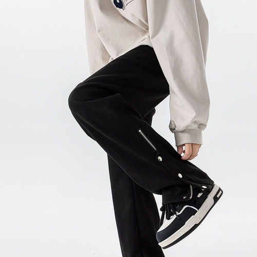 GTLA线上商店GATL韩版小鼠与猫大码拉链排扣休闲阔腿裤直筒长裤子