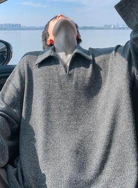 OaOO线上店铺TTBRO潮V领麦穗纹理感翻领大码GTLA长袖T恤打底上衣