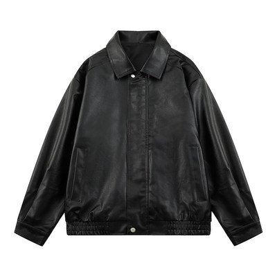 GTLA线上店铺叁佰TTBROPU皮衣宽松外套潮男美式复古做旧机车夹克