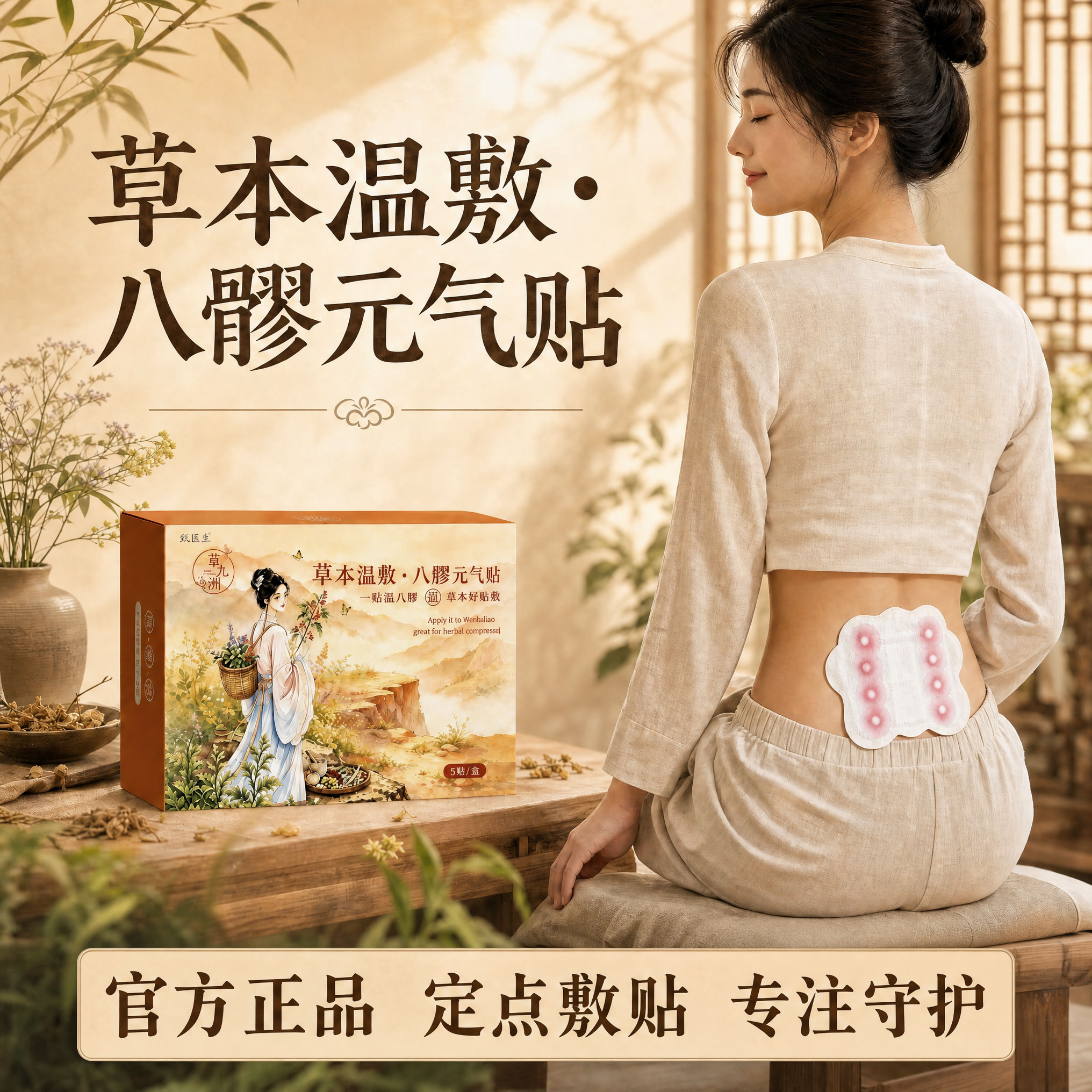 艾草八髎元气贴腰腹贴艾草热敷贴艾灸发热贴腰椎贴暖身贴