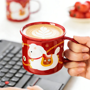 小白驹马克杯高颜值可爱文创陶瓷杯送女生生日礼物实用杯子伴手礼