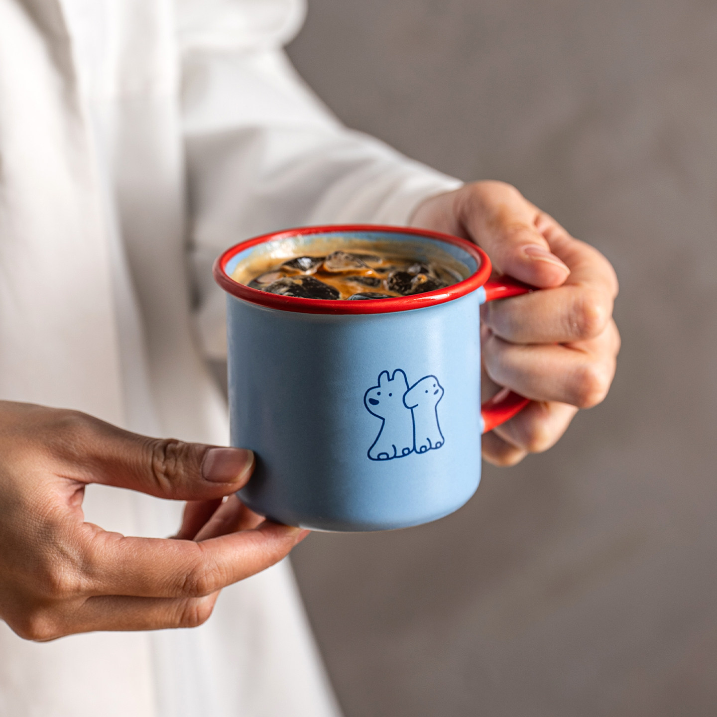 巢牧马克杯陶瓷咖啡杯手绘小狗图片