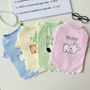 春夏ins薄款 可爱动物印花宠物泰迪比熊狗狗衣服小型夏天T恤打底衣
