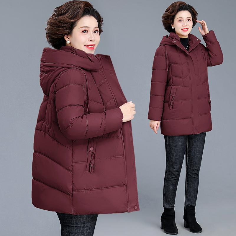 洋气百搭妈妈棉服女秋冬季中长款