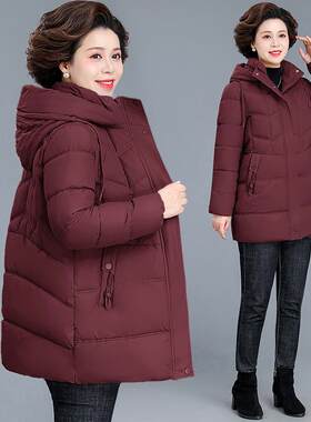 洋气百搭妈妈棉服女秋冬季中长款