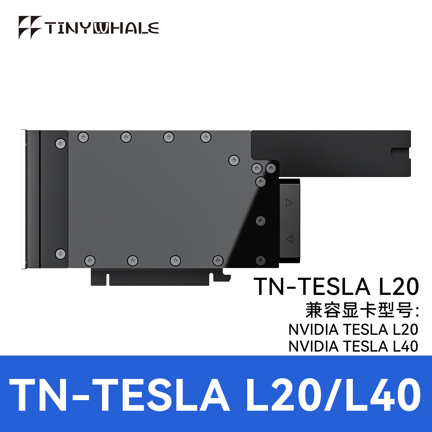 TINY WHALE  Tesla L20/L40显卡水冷头 全金属 NVIDIA - 实物图